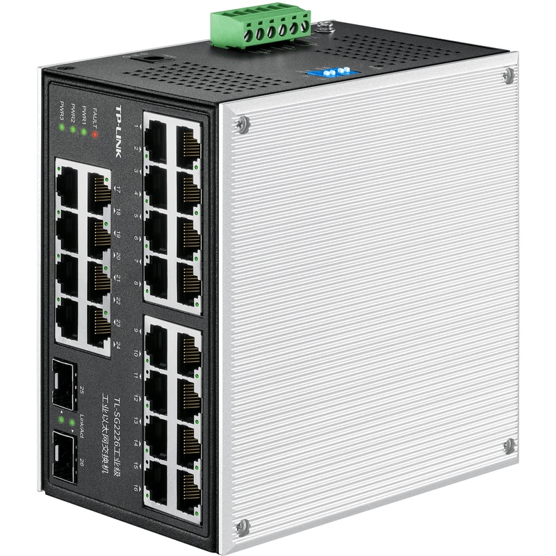 TP-LINK TL-SG2226 DIN Rail Mount Ethernet Switch Industrial Managed Switch for Factory Control Cabinets with Redundant Power